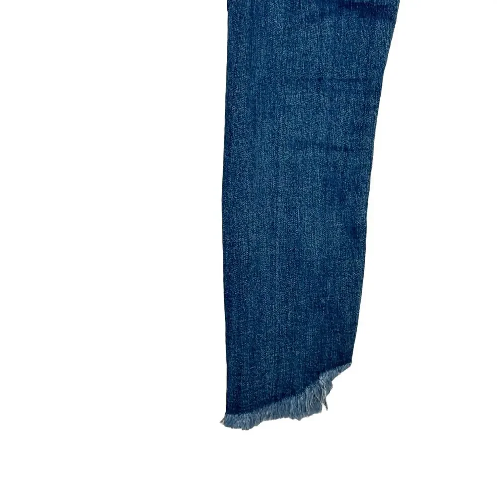 Unbranded Women's Jeans Distressed Frayed‎ Hem Skinny Mid-Rise Denim Blue Small